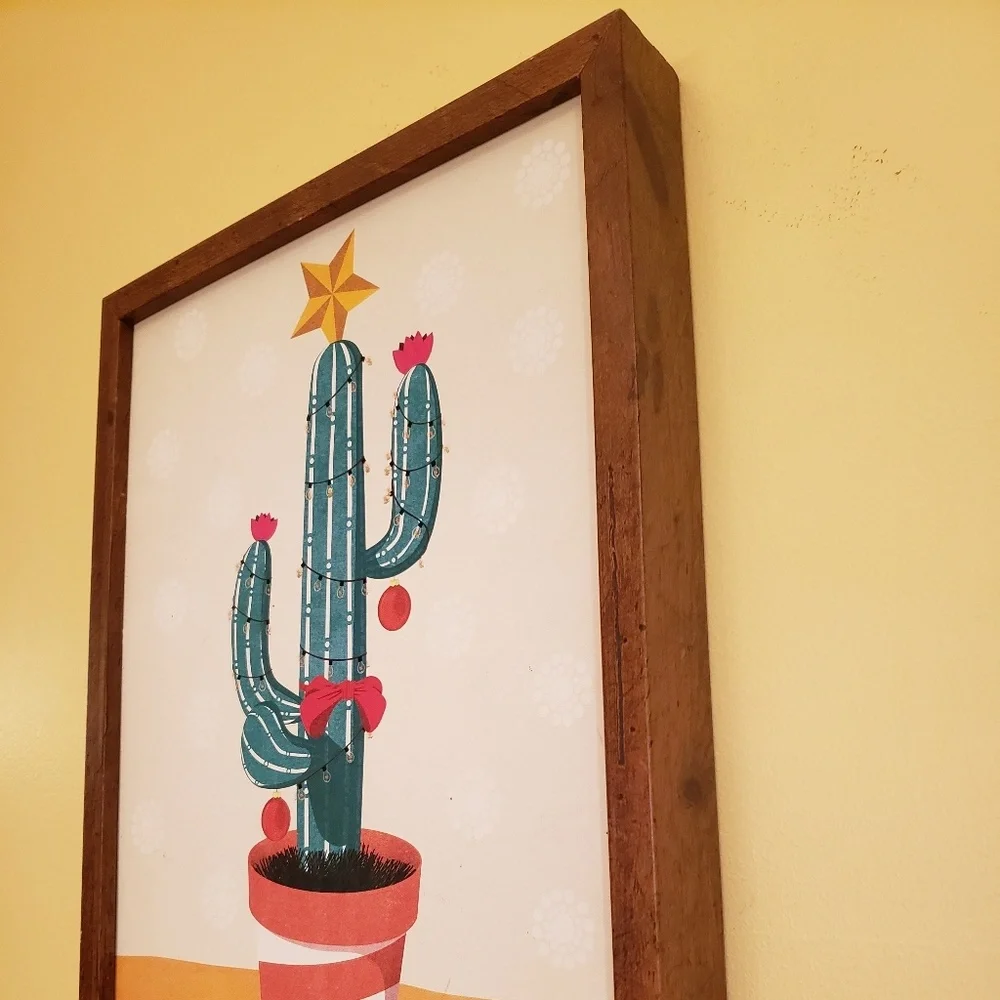 Holiday Framed Cactus Framed Boho Wall Art NWT